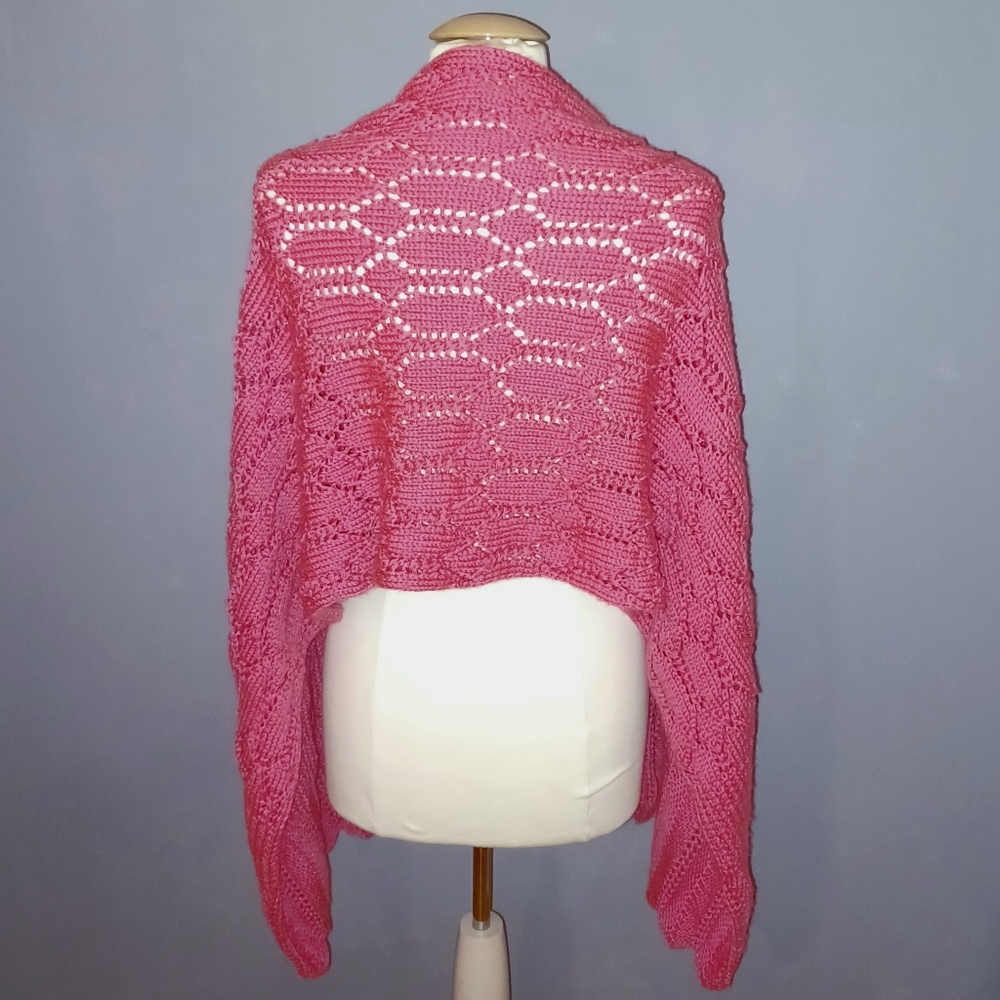 Handmade XL Pink Crochet Shawl (*lap blanket ) - Picture 5 of 6